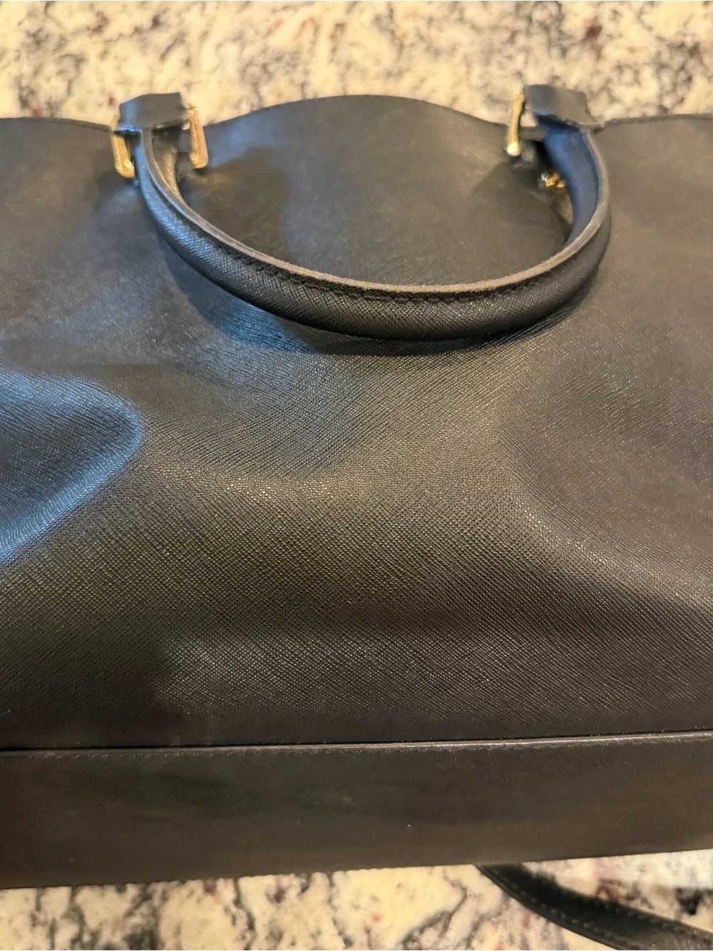 Michael Kors Black Saffiano Satchel with Gold Hardware